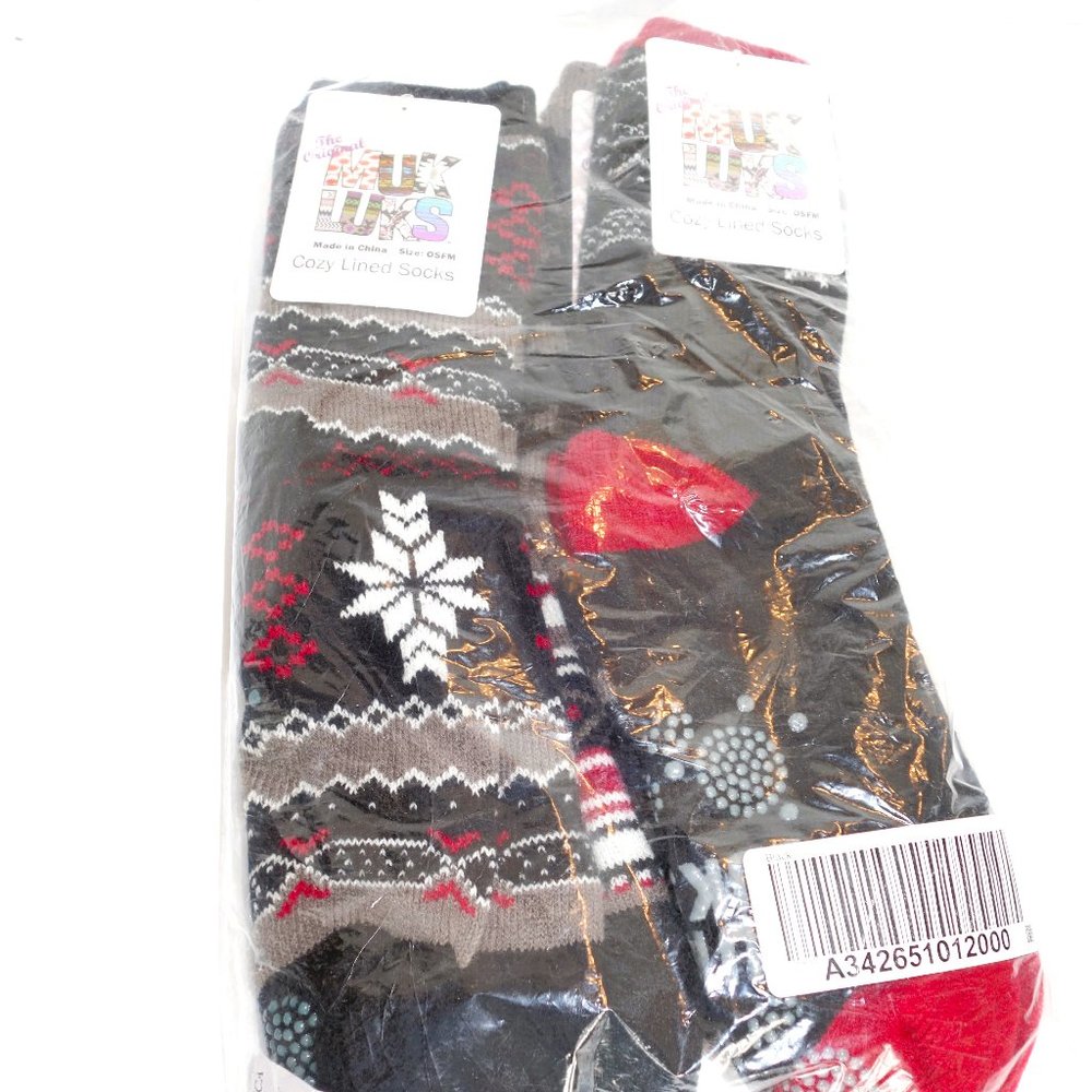 NWT Muk Luks Set of 4 Black Cozy Line Socks One Size Fits Most